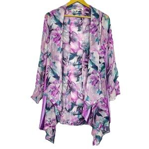 Soft Surroundings Purple Floral Cardigan